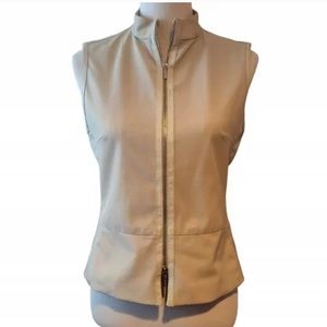 Iceberg Made In Italy Womens Cream White Trim Full Zip Sleeveless Vest 42 (S)